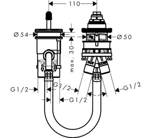Встраиваемая часть смесителя для ванны Hansgrohe Metropol 13159180