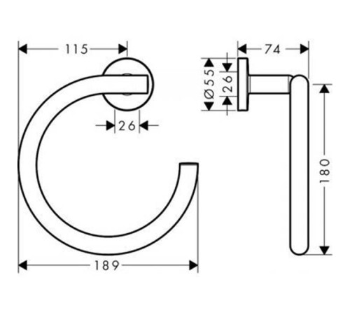 Полотенцедержатель-кольцо Hansgrohe Logis Universal 189 мм хром 41724000