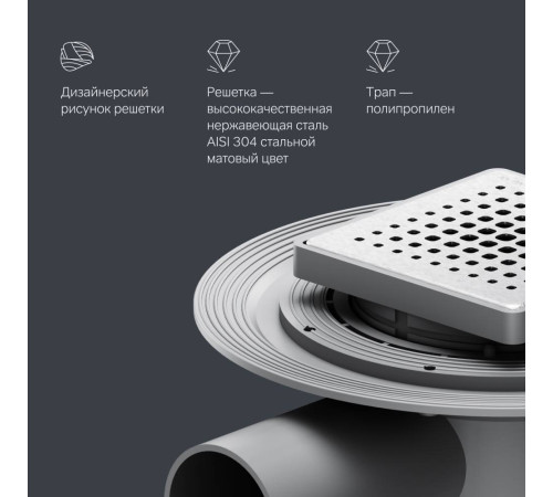 Трап для душа точечный AM.PM MasterFlow Point Cut Gradient 10 см матовая сталь W01BD-P11-010-01SB