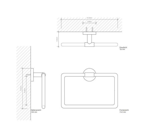 Полотенцедержатель-кольцо Decor Walther Basic HTR 21 см черный матовый 0531260