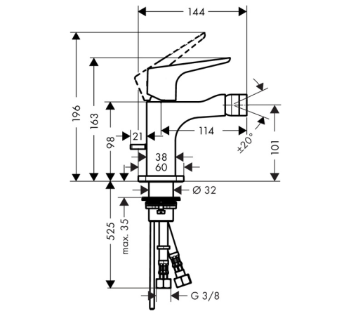 Смеситель для биде Axor Citterio E однорычажный со сливным гарнитуром хром 36121000