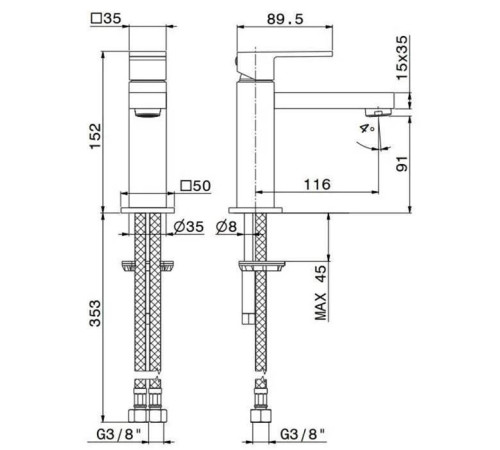 Смеситель для раковины Kerama Marazzi Futura хром 66412KM.21.018