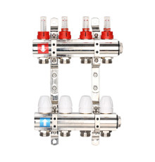 Комплект коллекторов Gappo G423 латунный 1 на 9 выходов 3/4 EK с расходомерами G423-9