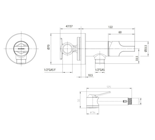 Гигиенический комплект со смесителем Bossini PALOMA APICE хром E34002B.030