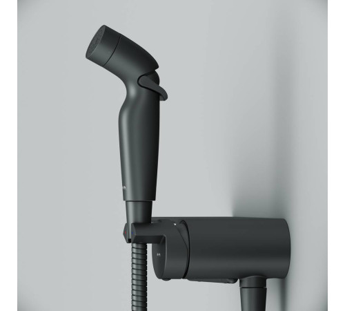 Смеситель с гигиеническим душем и полкой встраиваемый AM.PM Func матовый черный F0H8F922