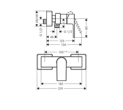 Смеситель для душа Hansgrohe Vernis Shape однорычажный хром 71650000