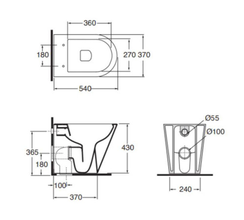 Унитаз приставной Azzurra Forma 54х37х43 см универсальный слив FMVCTPE00000BI