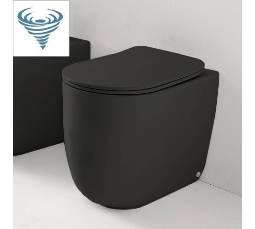 Унитаз безободковый пристенный Kerasan Nolita 55х35 см Tornado с креплениями WB5N черный матовый 531931