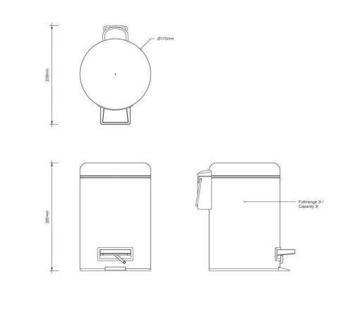 Ведро для мусора с педалью Decor Walther Universal сталь полированная 0615770