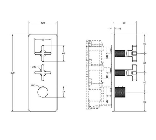 Смеситель термостатический Gessi Inciso встраиваемый внешняя часть black XL 58224#299