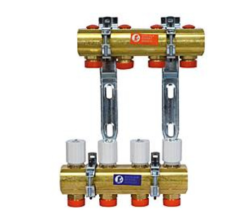 Коллекторный узел латунный Giacomini R553D 1 x 3/4 EK на 12 контуров R553EY012