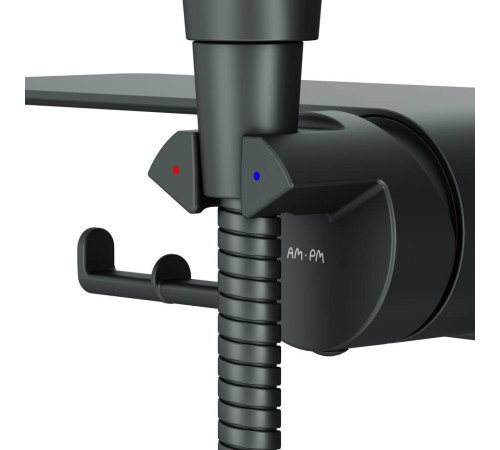 Смеситель с гигиеническим душем и полкой встраиваемый AM.PM Func матовый черный F0H8F922