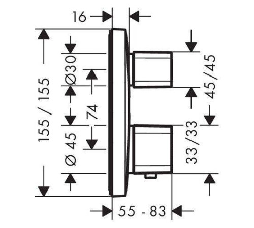 Смеситель для душа Hansgrohe Ecostat E термостатический на 2 потребителя хром 15708000