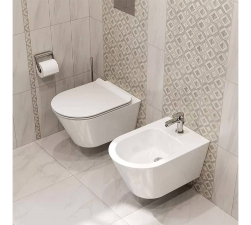 Биде подвесное Kerama Marazzi Plaza Modern 1 отверстие белое глянцевое PLM.bidet.02