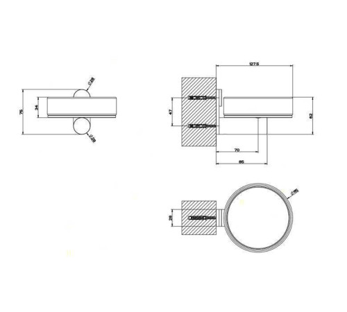Мыльница подвесная Gessi 316 шлифованная сталь/черный 54702#239
