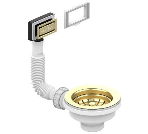 Выпуск для мойки Alveus 114 Gold new с рамкой и заглушкой гофра 1144841