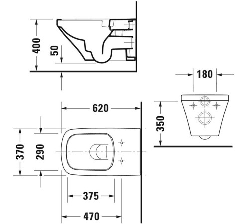 Унитаз подвесной Duravit DuraStyle Rimless 62х37 см удлиненный белый 2542090000