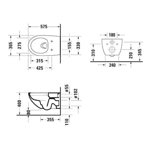 Комплект унитаз подвесной Duravit Architec Rimless 57х36 см и сиденье с микролифтом 45726900A1