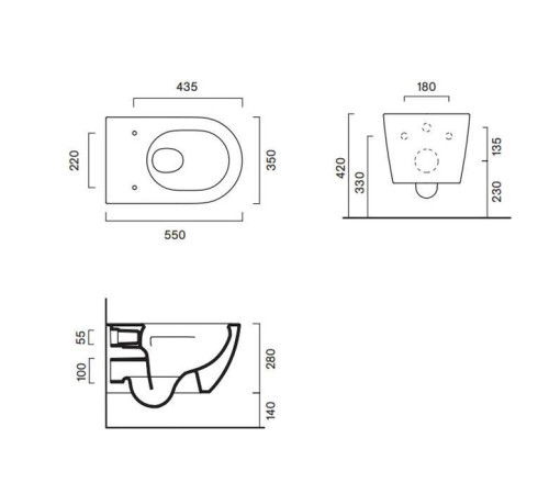 Унитаз подвесной Catalano Sfera 55х35 см Rimless белый глянцевый 0511550001 9056060000