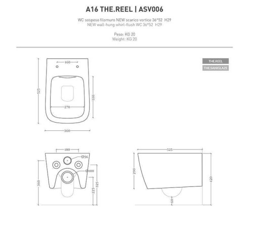Унитаз подвесной Artceram A16 36х52 см черный матовый ASV006 17 00