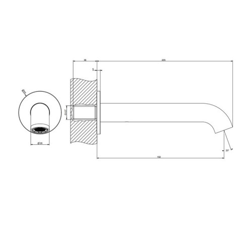 Излив настенный Gessi Origini 192 мм хром 66103#031