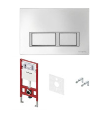 Комплект инсталляции 4 в 1 TECE TECEspring панель с прямоугольными кнопками хром матовый S401201