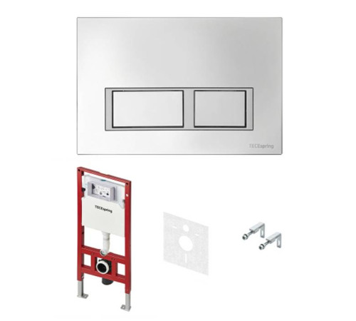 Комплект инсталляции 4 в 1 TECE TECEspring панель с прямоугольными кнопками хром матовый S401201