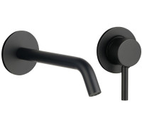 Смеситель для раковины AQUAMERIT Siena настенный 180 мм черный матовый AQM6215MB