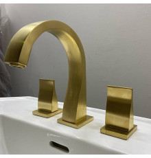 Смеситель для раковины THG Pure на 3 отверстия с донным клапаном Matt gold G04-F07-151