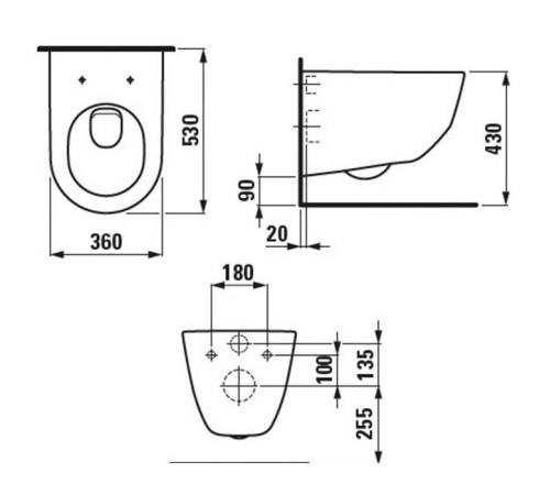 Унитаз подвесной Laufen Pro Rimless 53х36х34 см белый 8.2096.6.000.000.1