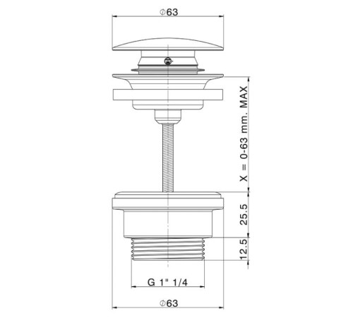 Донный клапан Cisal Xion 63 мм 1 1/4 Click-clack нержавеющая сталь ZA001800D1