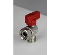 Кран шаровой угловой ELSEN 3/4 НВ ручка-флажок красная с накидной гайкой EV95.3434