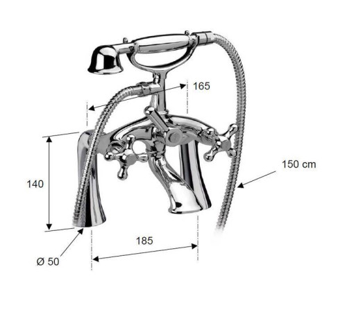 Смеситель для ванны Daniel Revival с душевым комплектом золото V4101 do