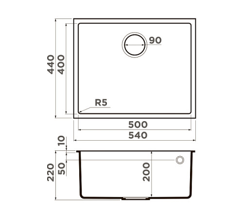 Кухонная мойка Omoikiri Bosen 54-U-GR Tetogranit 54x44 см leningrad grey 4993539