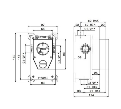 Внутренняя часть смесителя Kerama Marazzi универсальная механическая 2 потока 10843KM.00.000