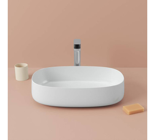 Раковина накладная Artceram Cognac 55x35 см Saniglaze белый матовый COL003 05 34