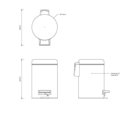 Ведро для мусора с педалью Decor Walther Universal черный матовый 0615760