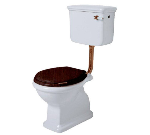 Унитаз напольный SIMAS Lante 38.5х58 см выпуск в стену низкий бачок бронза белый LA02bi/LA28Bbi/D23br