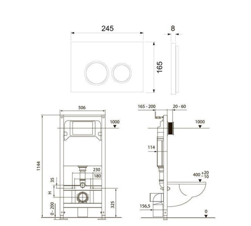 Комплект инсталляции 4 в 1 TECE TECEspring панель с круглыми кнопками хром глянцевый S401101