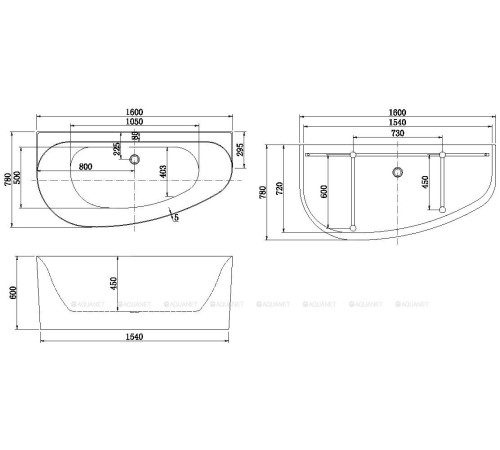 Ванна акриловая Allen Brau Priority 5 пристенная B 1600х780 мм белый матовый 2.31005.21B