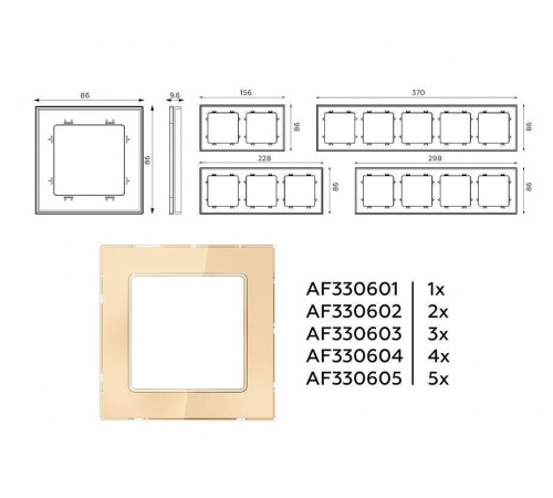 Рамка на 4 поста Ambrella Volt Platos Стекло органическое AF330604