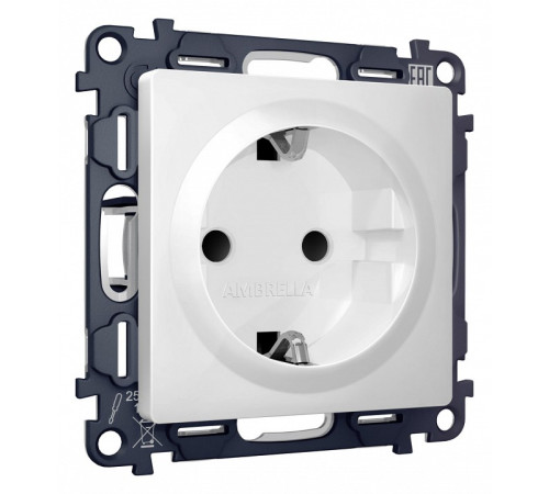 Розетка с заземлением и со шторкой, без рамки Ambrella Volt Quant MA127010