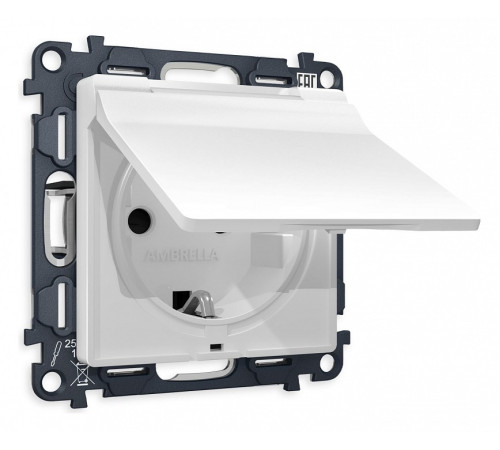 Розетка с заземлением и со шторкой, без рамки с крышкой Ambrella Volt Quant MA128010