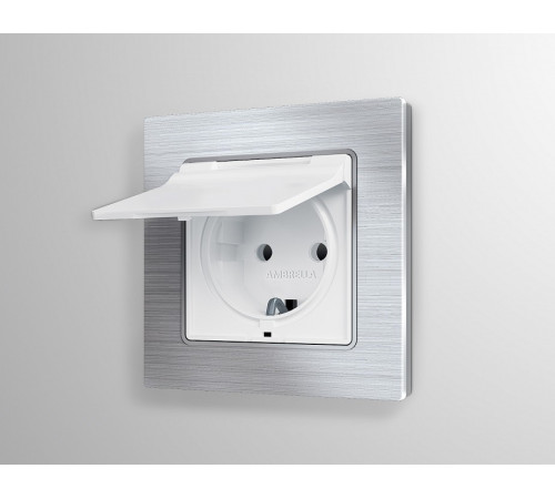 Розетка с заземлением и со шторкой, без рамки с крышкой Ambrella Volt Quant MA128010