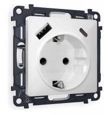 Розетка с заземлением и 2хUSB type A и C, без рамки Ambrella Volt Quant MA130010