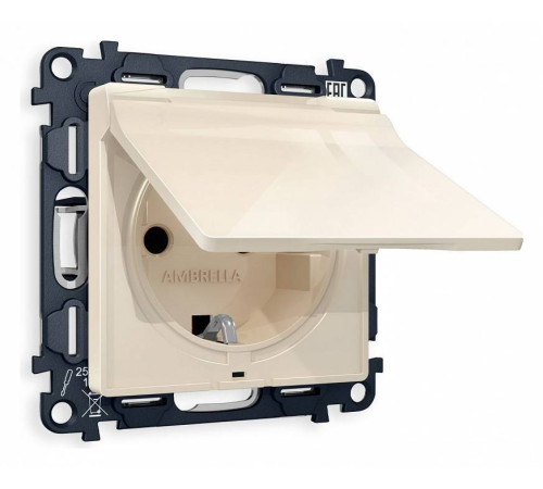 Розетка с заземлением и со шторкой, без рамки с крышкой Ambrella Volt Quant MA308010