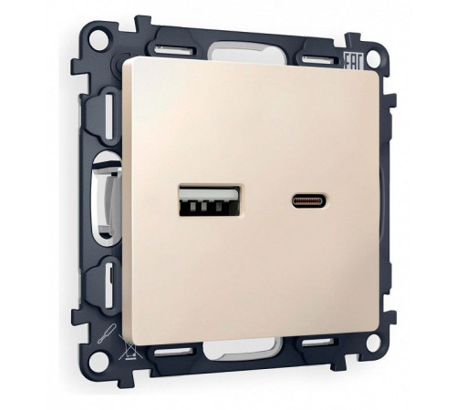Розетка 2хUSB type A и C без рамки Ambrella Volt Quant MA331010