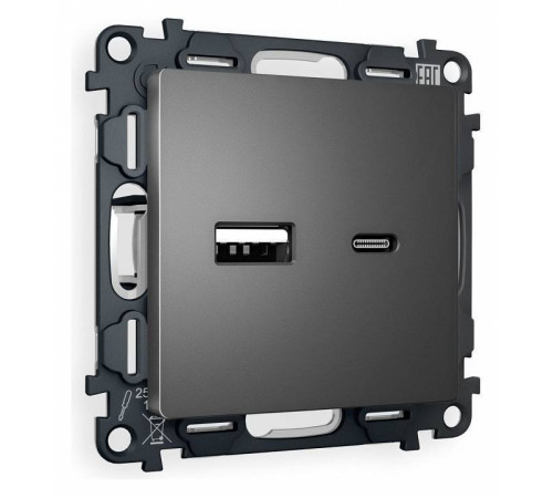 Розетка 2хUSB type A и C без рамки Ambrella Volt Quant MA661010