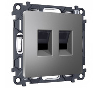 Розетка двойная Ethernet RJ-45 и со шторками, без рамки Ambrella Volt ALFA MA662110