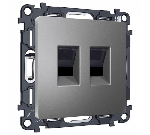 Розетка двойная Ethernet RJ-45 и со шторками, без рамки Ambrella Volt ALFA MA662110